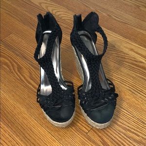 Mossimo Black Crochet Design Wedge